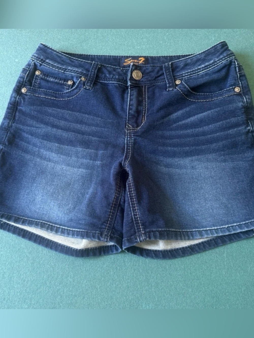 Seven Dark Denim Shorts Size 8 Zip Front